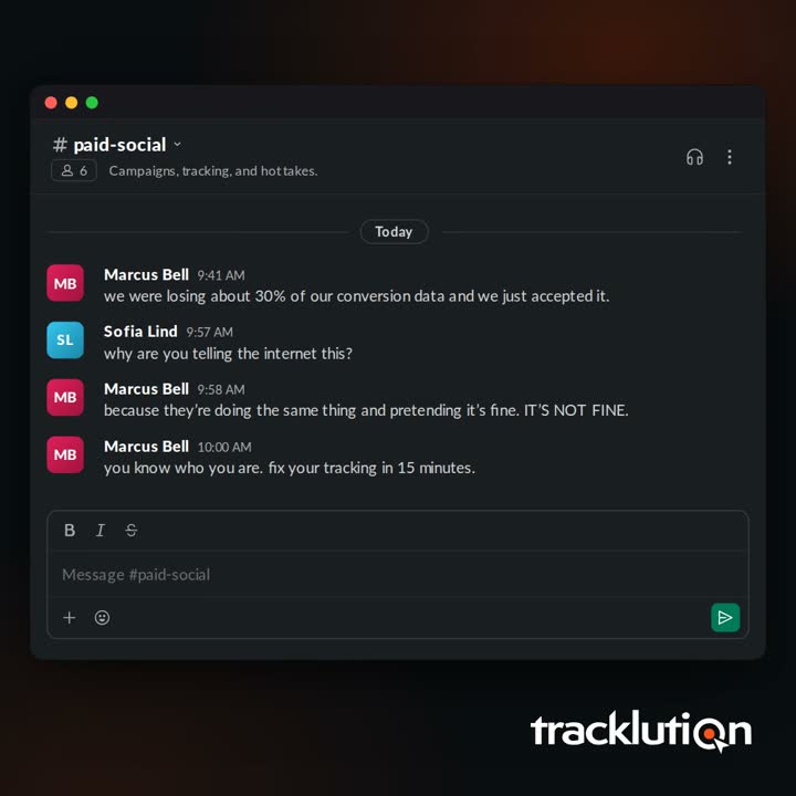 Tracklution — Slack thread — typing